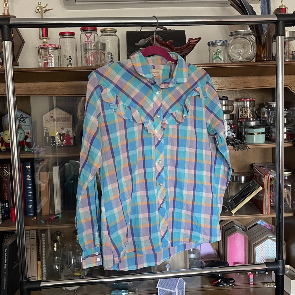Vintage ELY Championship Collection Pastel Plaid Western Shirt